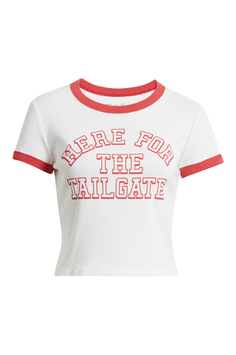 Here for the Tailgate Graphic Ringer Tee, Alternate, color, WHITE/ RED