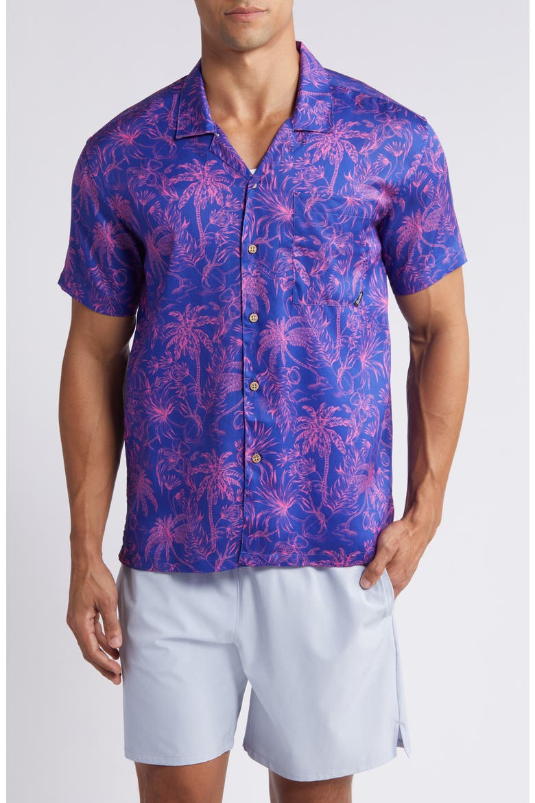 Palms Print Camp Shirt, Alternate, color, BLUE