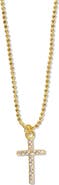 Argento Vivo Sterling Silver Cubic Zirconia Cross Pendant Ball Chain Necklace