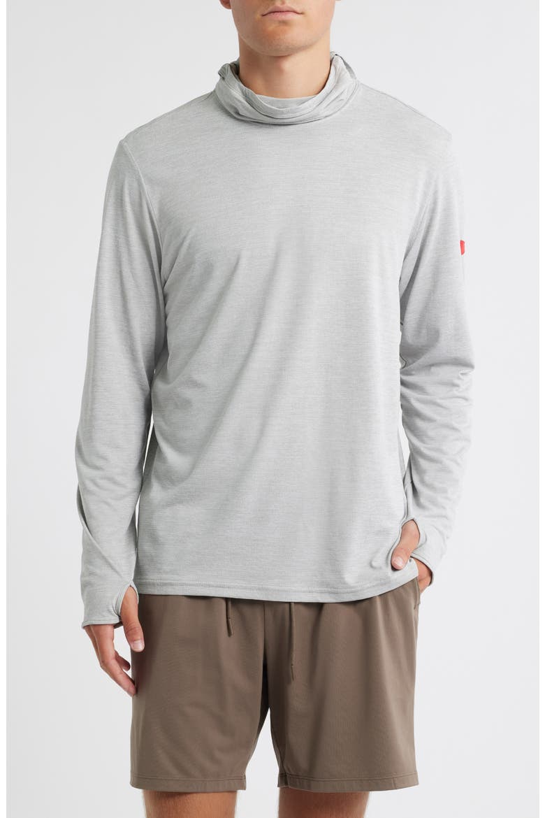Airtex Long Sleeve Hooded Performance Top, Main, color, LIGHT HEATHER GREY