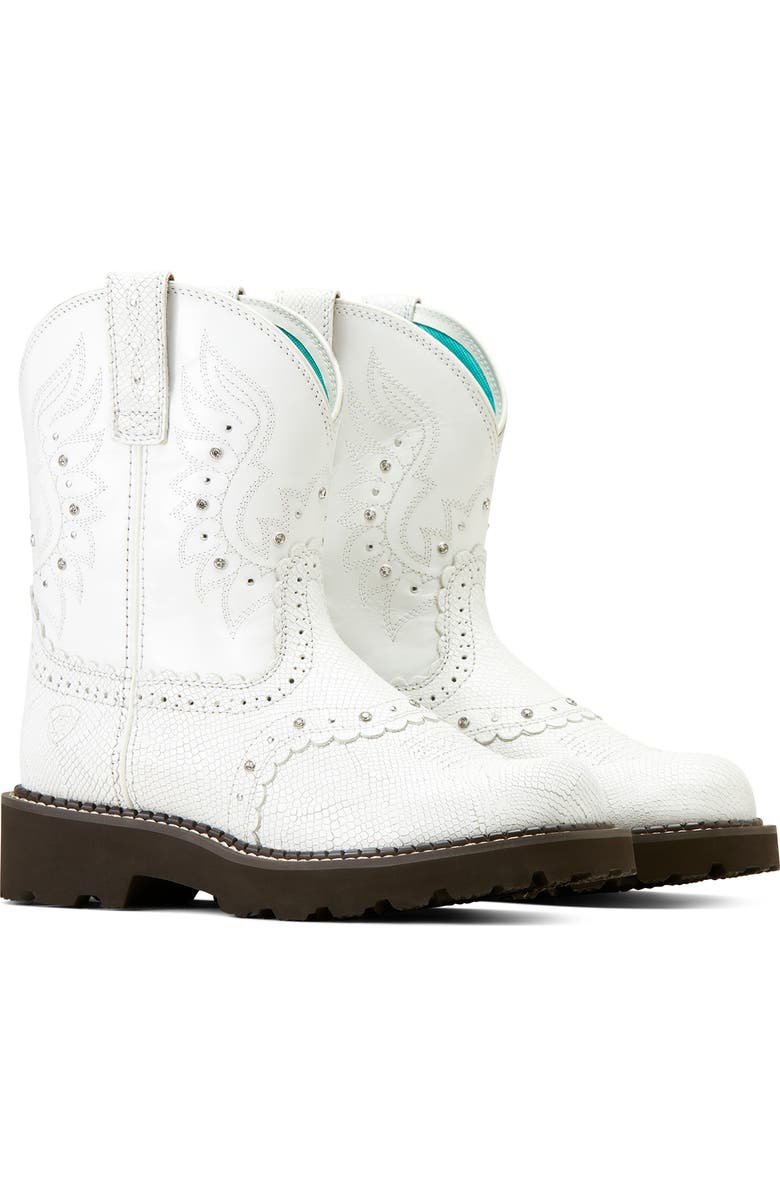 Ariat Gem Baby Western Bootie, Alternate, color, White Snake Emboss