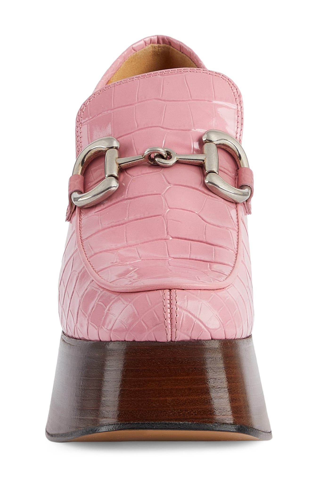 Gucci Croc Embossed Platform Bit Loafer, Alternate, color, 