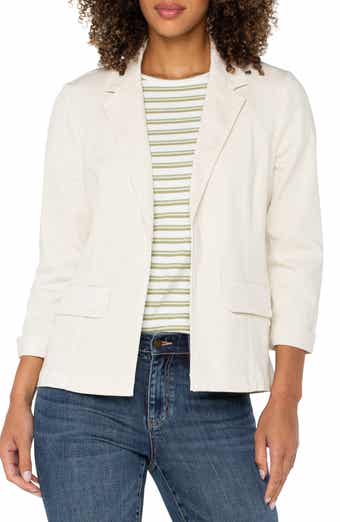 Fitted Open Front Twill Blazer
