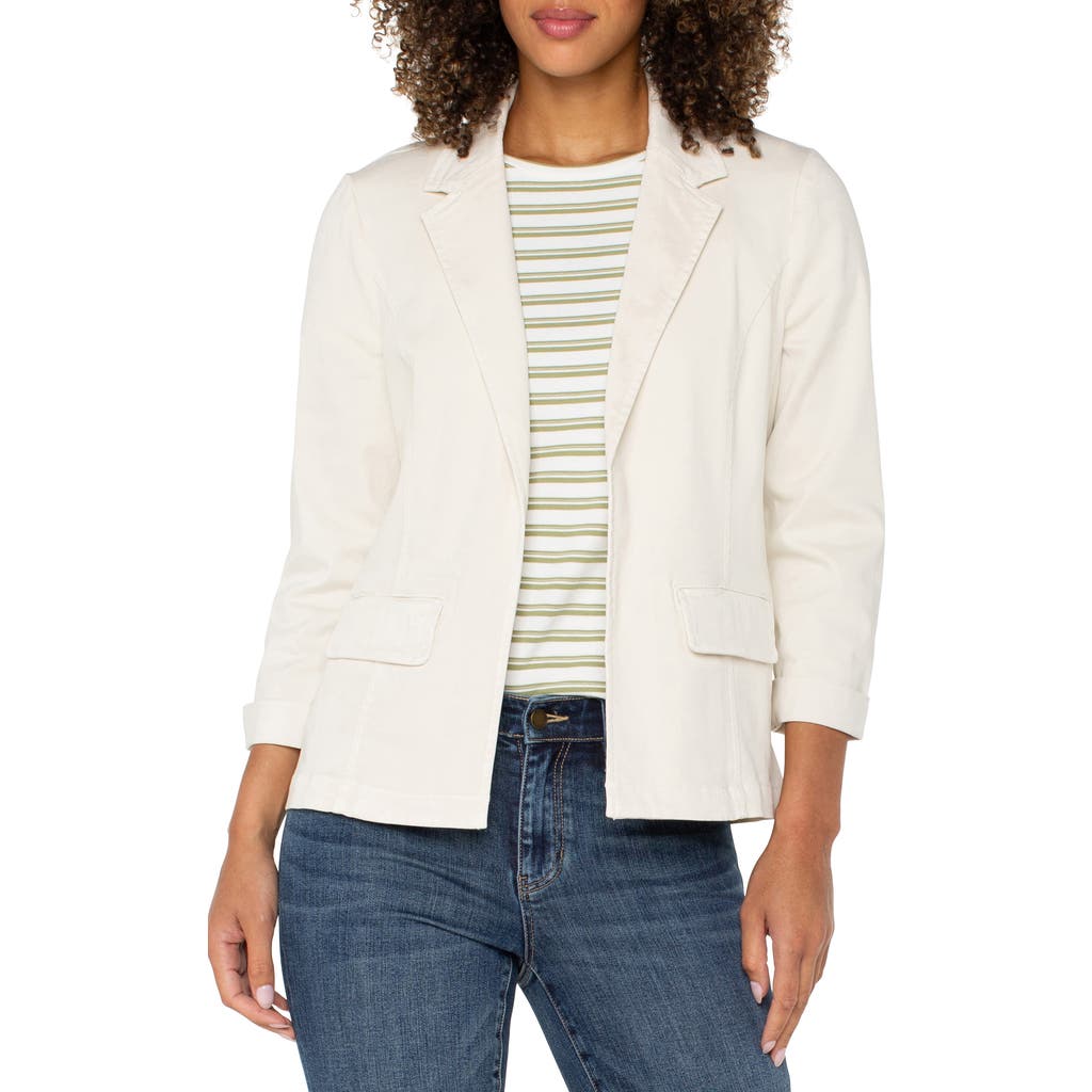 Liverpool Los Angeles Fitted Open Front Twill Blazer In Bone