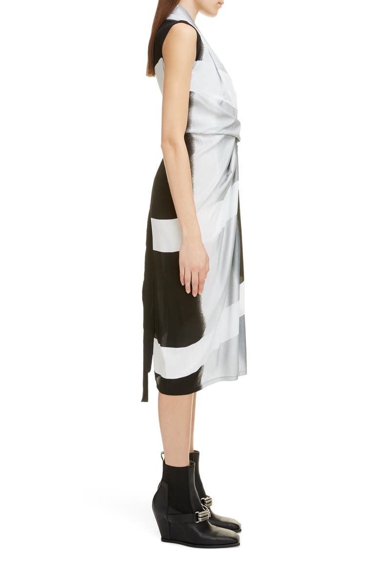 Stripe Wrap Midi Dress, Alternate, color, BLACK/ SILVER