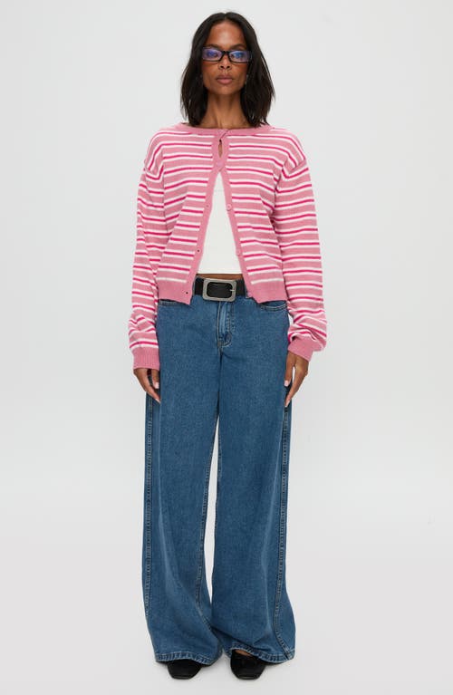 Princess Polly Heavenly Dream Stripe Cardigan In Pink