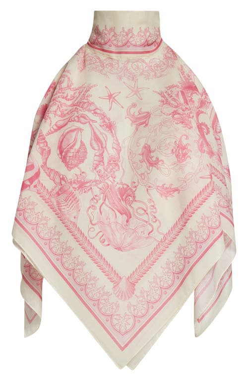 Versace Underwater Barocco Voile Cover-up Scarf Top In Pink