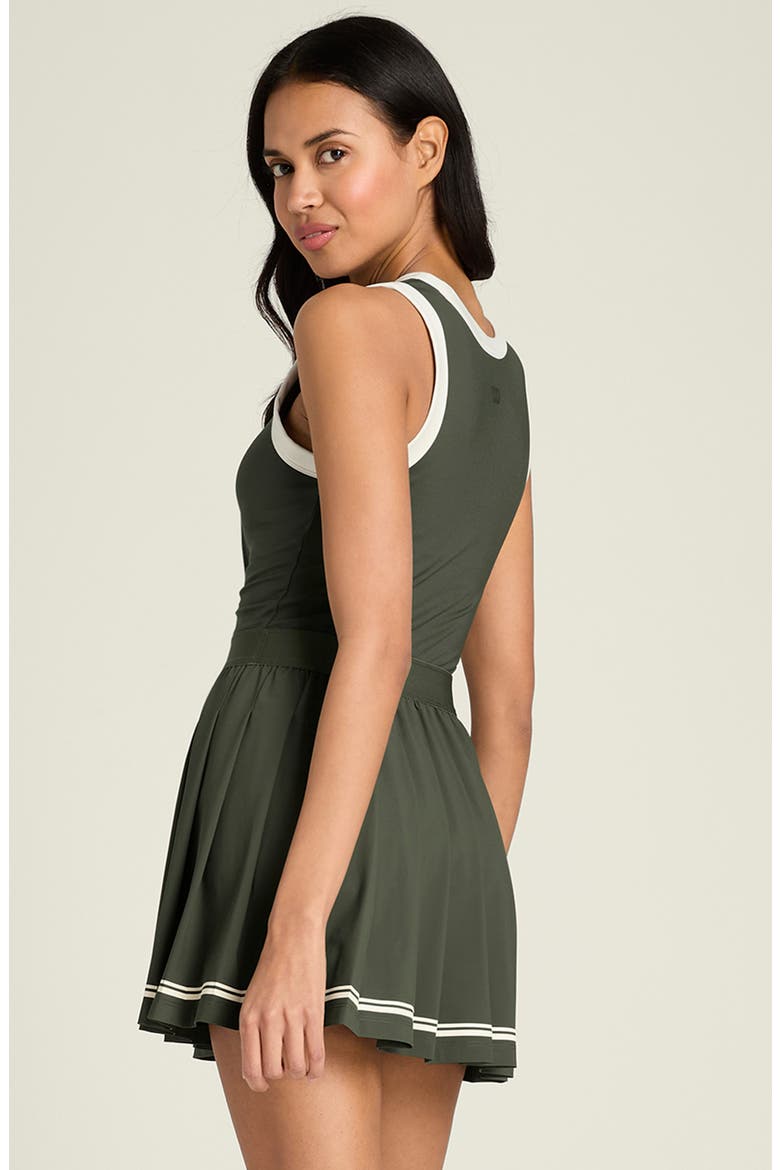 Contrast Scoop Neck Pleated Dress, Alternate, color, GRAPE LEAF
