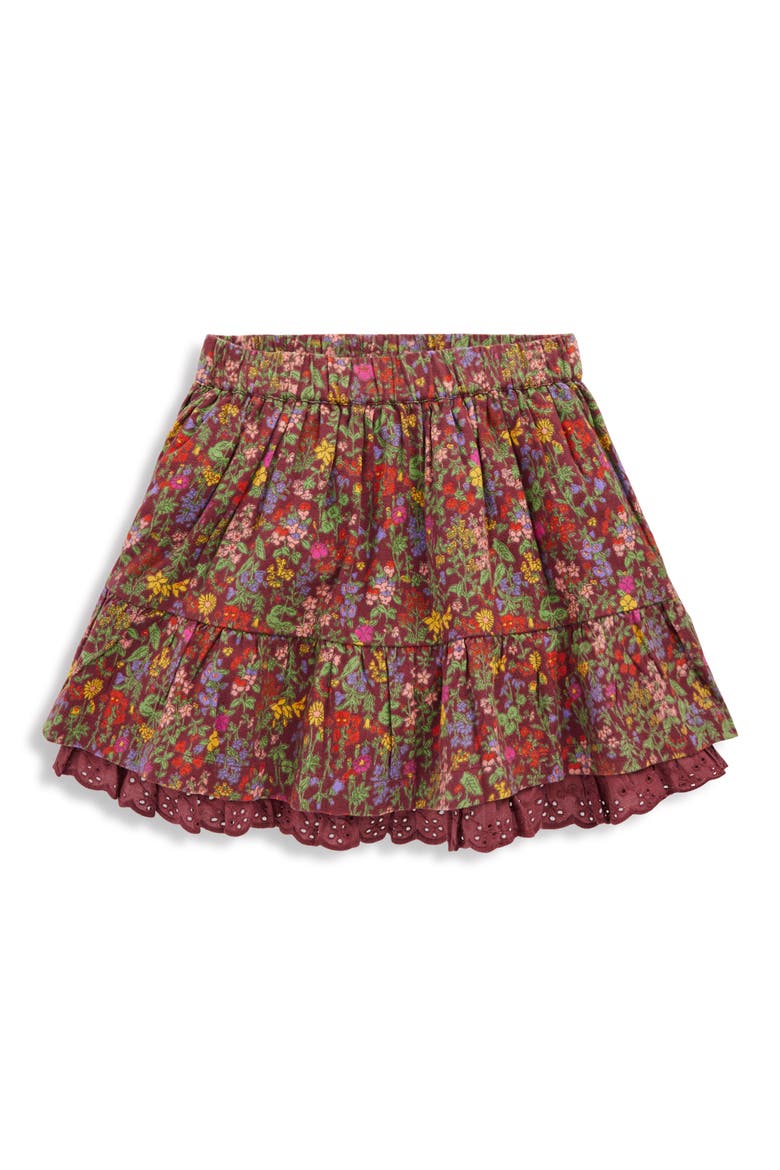 Kids' Floral Print Woven Skirt, Main, color, CHESTNUT FLOWER MEADOW