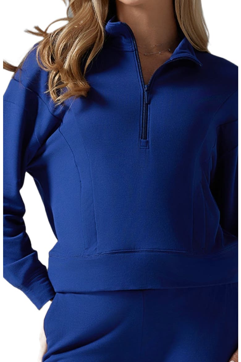 3/4 Zip Cozy Fleece Pullover, Alternate, color, DEEP NAVY