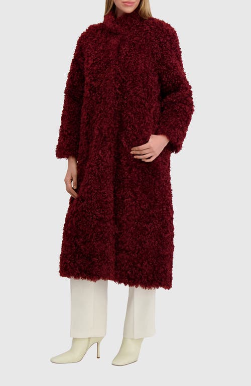 Lyla Grant Fur-free Lamb (faux Fur) Coat In Burgundy