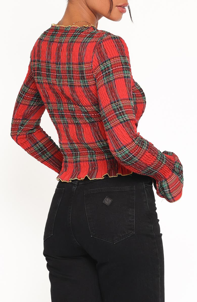 Petal & Pup Lillee Smocked Crop Top, Alternate, color, Red Plaid