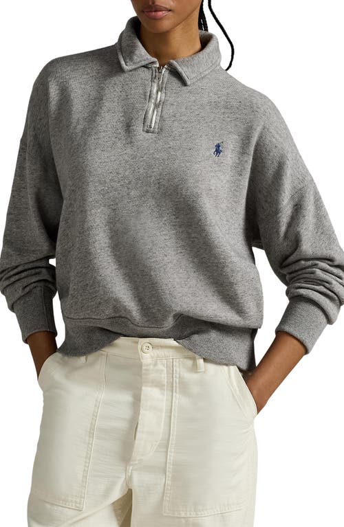 Polo Ralph Lauren Womens Lightweight Fleece Quarter Zip Sweatshirt Wide Leg Sweatpants