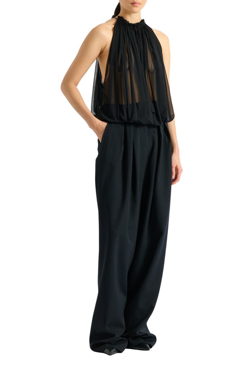 Sleeveless muslin top, Main, color, black