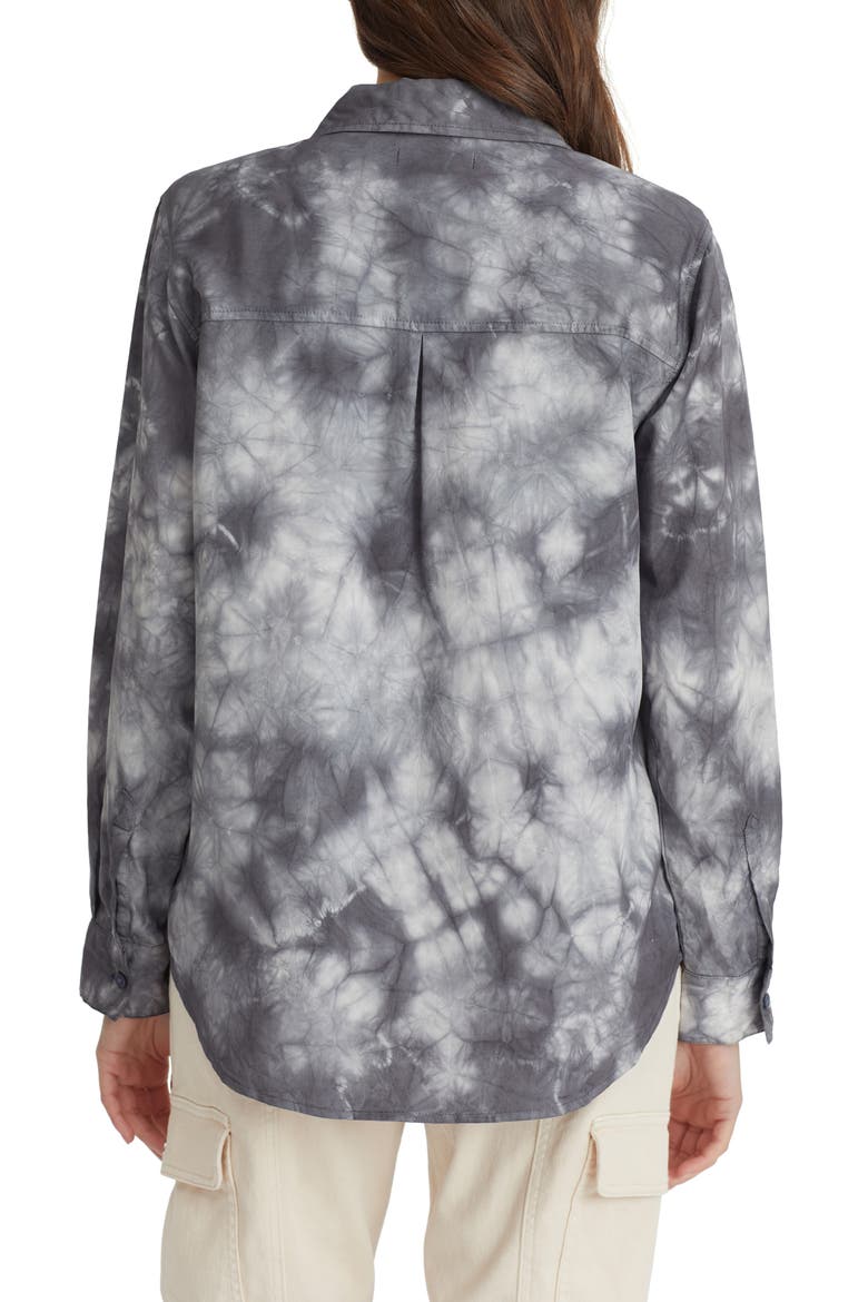 Boyfriend Button-Up Shirt, Alternate, color, BLACK AND WHITE TIE DYE