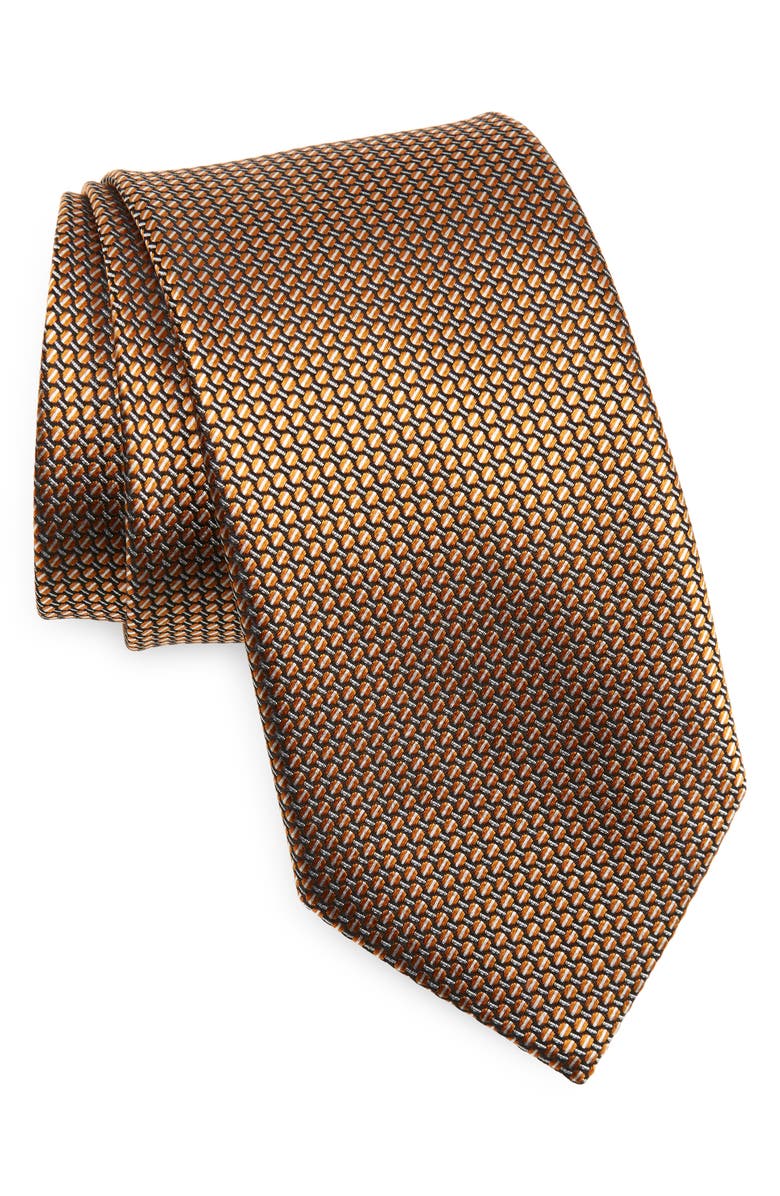 ZEGNA TIES Paglie Geometric Silk Jacquard Tie, Main, color, Orange