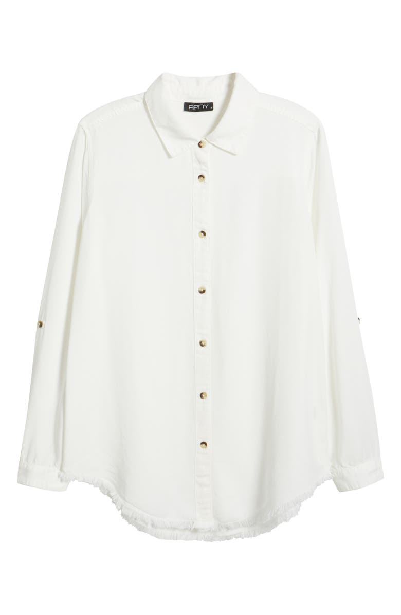 APNY Frayed Hem Button-Up Shirt, Alternate, color, White