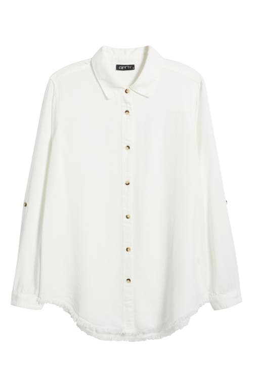 Apny Frayed Hem Button-up Shirt In White