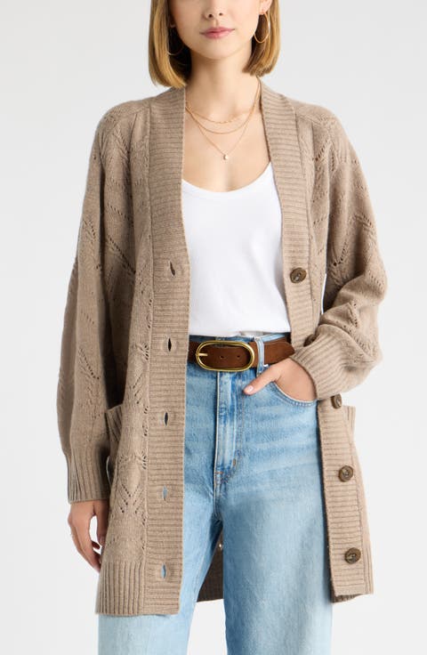 Pointelle Wool & Cashmere Cardigan