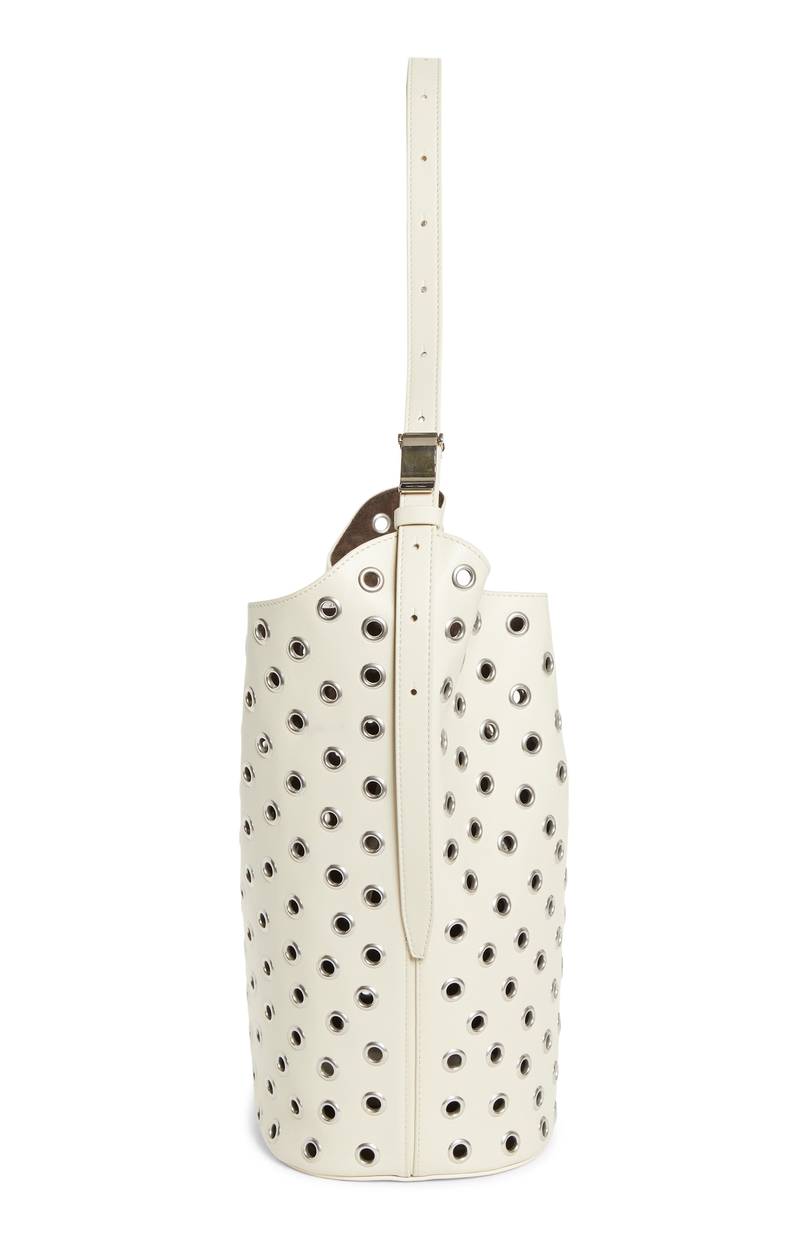 Proenza Schouler Brant Grommet Leather Bucket Bag, Alternate, color, Ecru