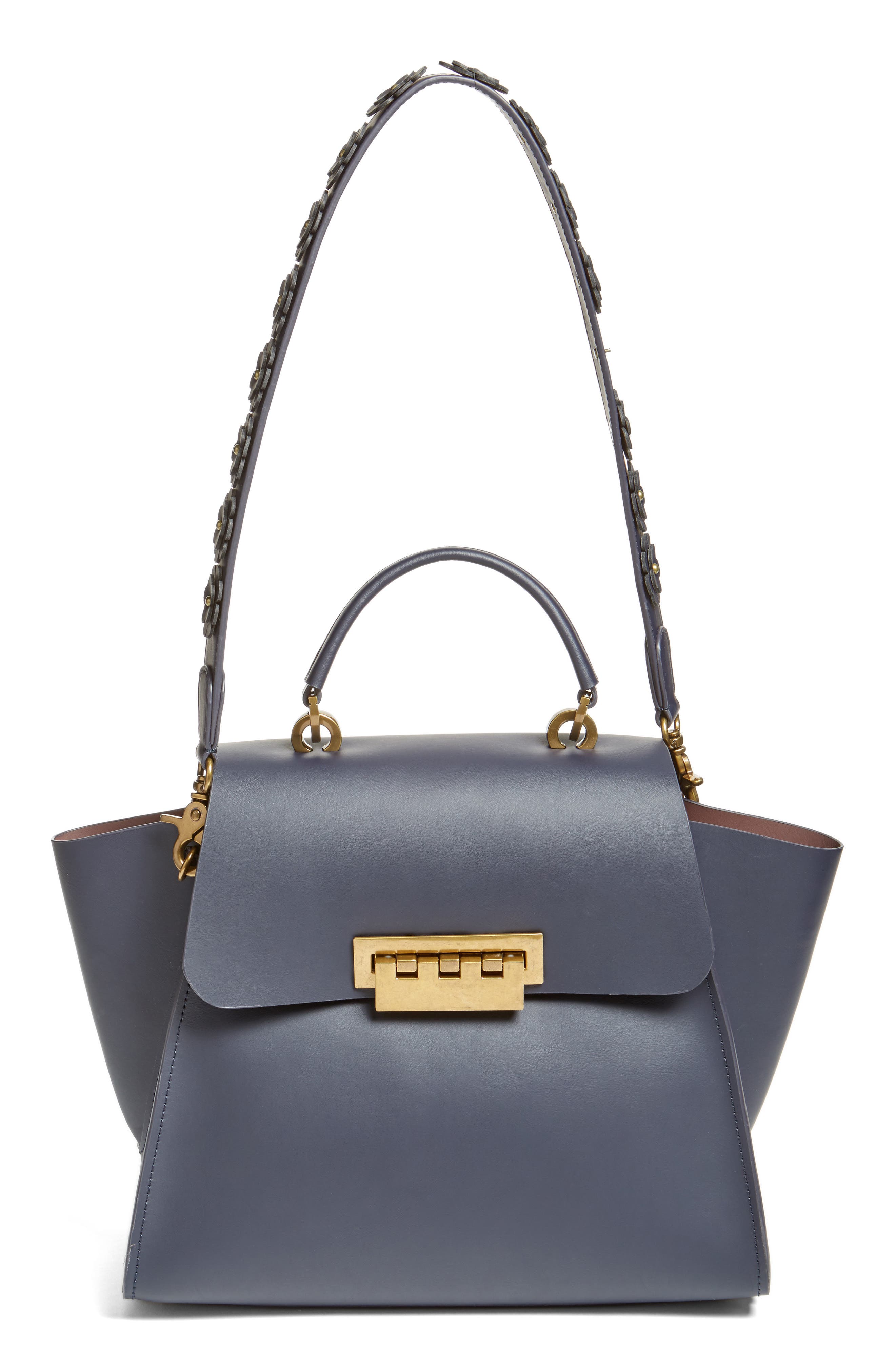 Eartha Iconic Leather Top Handle Satchel, Main, color, BLUE