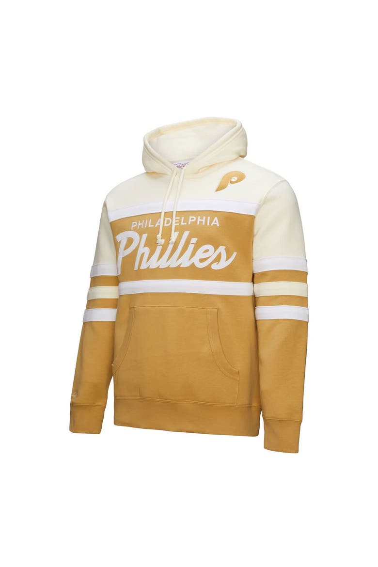 Men's Mitchell & Ness Tan/Cream Philadelphia Phillies Head Coach Pullover Hoodie, Alternate, color, Tan