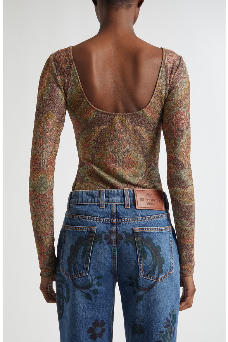 Paisley Metallic Long Sleeve Top, Alternate, color, PRINT ON BLACK BASE