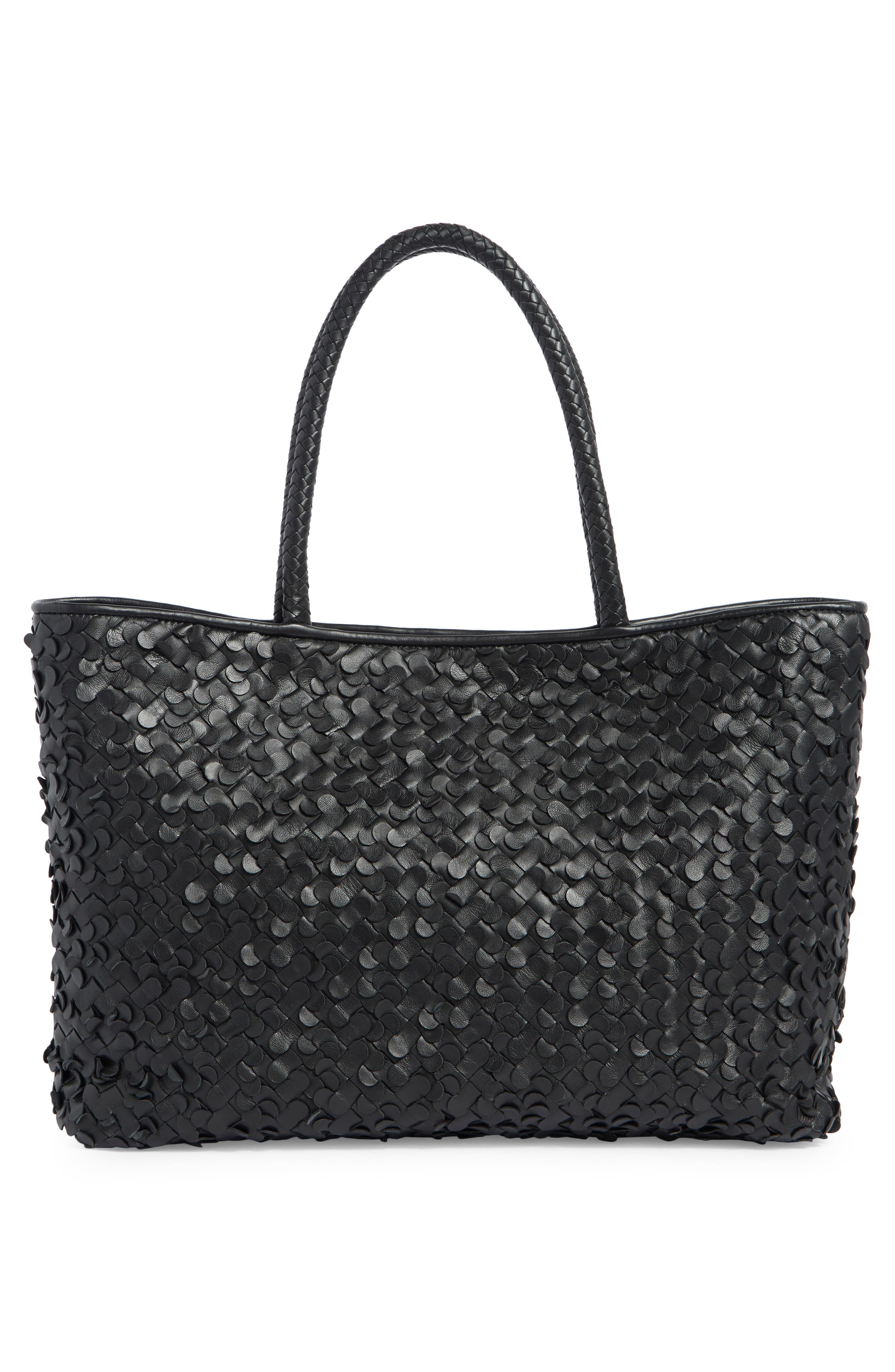 Sam Edelman Bianka Woven Leather Tote Bag, Alternate, color, Black