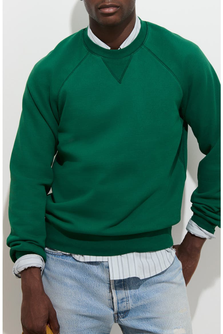Raglan Cotton Fleece Sweatshirt, Main, color, BRIGHT KELLY