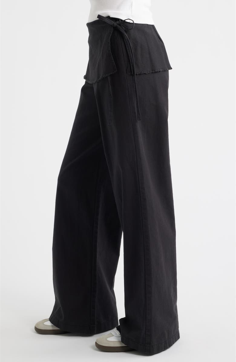 BDG Urban Outfitters Skirted Cotton & Linen Flare Leg Pants, Alternate, color, Black