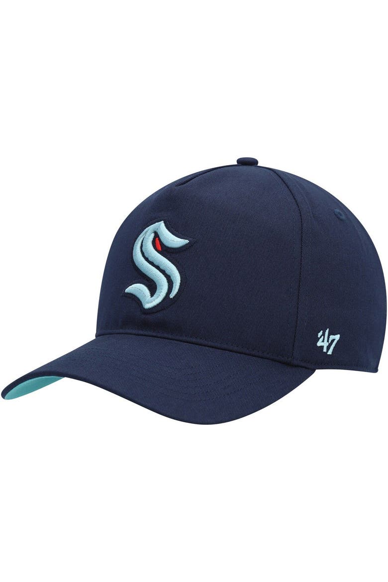 Men's '47 Deep Sea Blue Seattle Kraken Primary Hitch Snapback Hat, Main, color, Navy