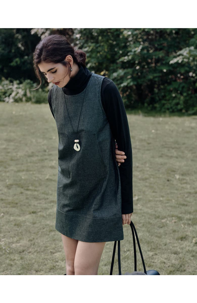 JUANA Denim Atelier Shift Dress, Alternate, color, Black