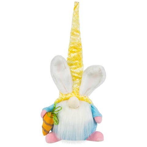Gnome with Bunny Ears Easter Figure - 18.5" - Yellow and Blue
