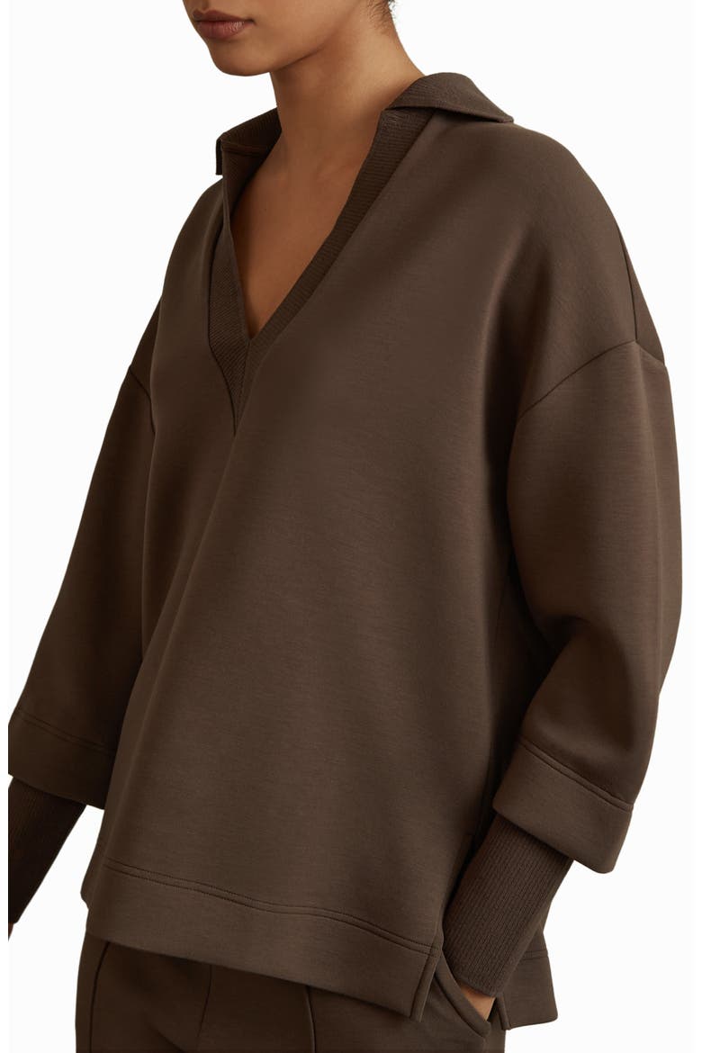 Bernie Johnny Collar Sweatshirt, Alternate, color, CHOCOLATE