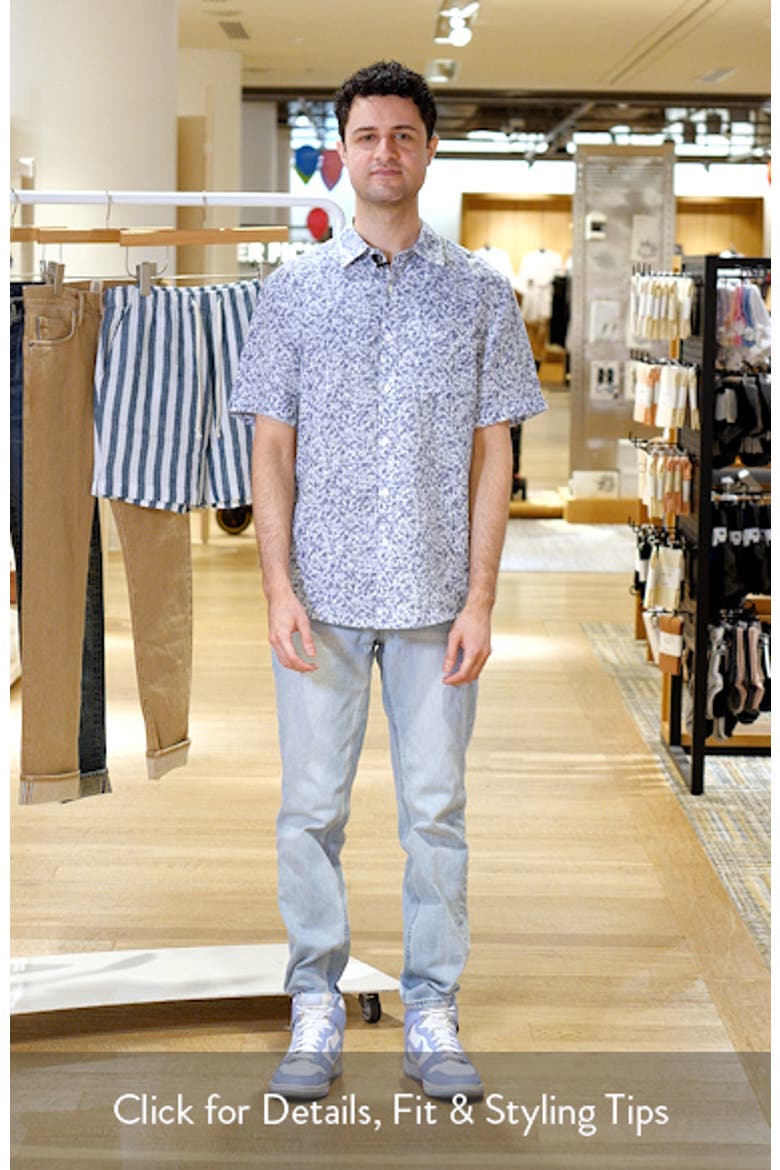 Abstract Print Short Sleeve Linen Button-Up Shirt video