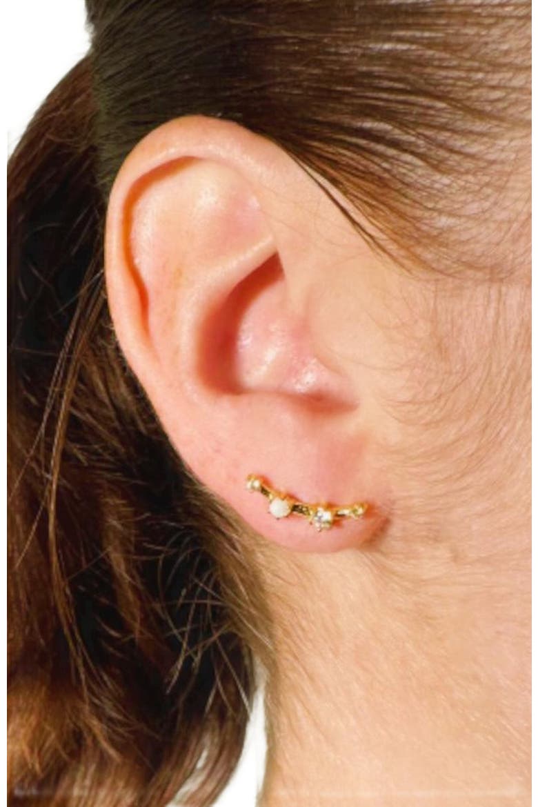 Elara Crawler Earrings, Alternate, color, Gold / White