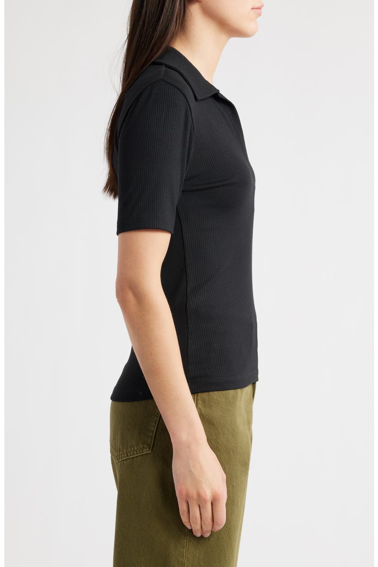 Drapey Rib Polo, Alternate, color, JET BLACK
