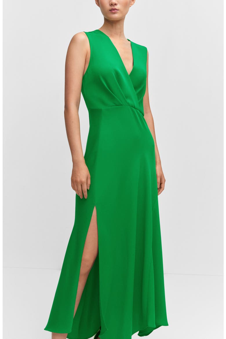 Surplice Neck Sleeveless Midi Dress, Alternate, color, GREEN