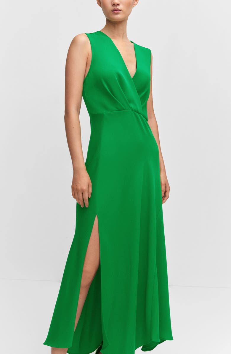 MANGO Surplice Neck Sleeveless Midi Dress, Alternate, color, 