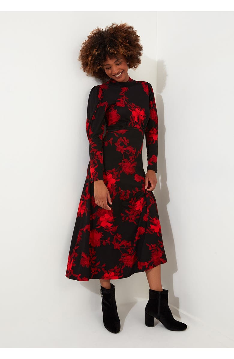 Joe Browns Stretch Knit Mockneck Maxi Dress, Alternate, color, Red Bloom Floral