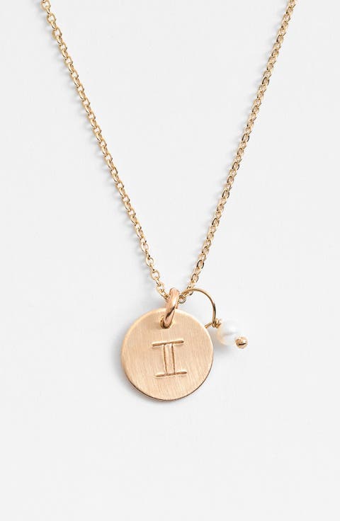 14k-Gold Fill & Semiprecious Birthstone Zodiac Mini Disc Necklace