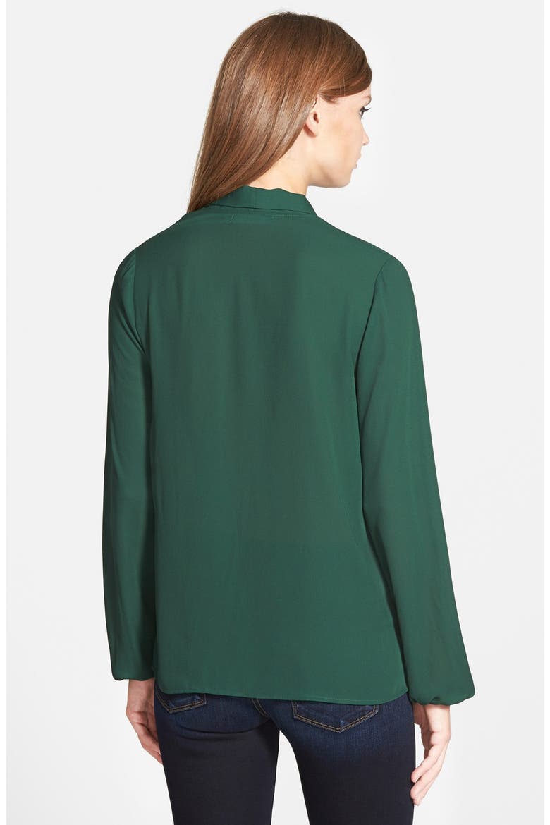 Long Sleeve Tie Neck Blouse (Nordstrom Exclusive), Alternate, color, GREEN SOLID