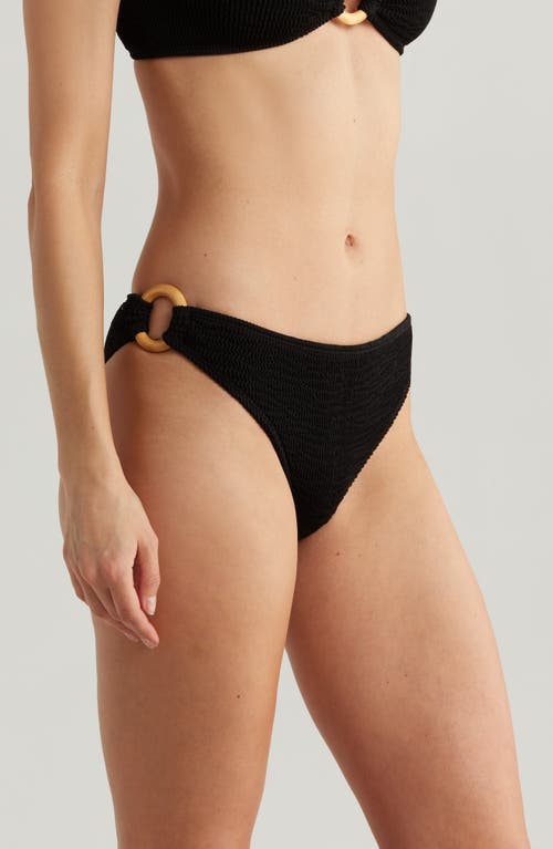 Cleonie Ripple O-ring Bikini Bottoms In Noir