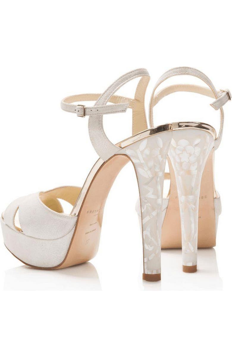 Freya Rose Ankle Strap Pearl Platform Heel Sandal, Alternate, color, Ivory