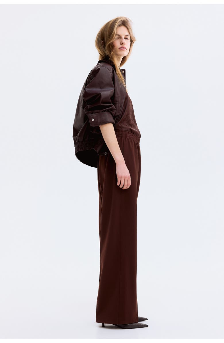 H&M Crease-leg Trousers, Alternate, color, Brown
