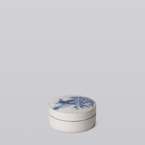 Cobalt Guild Blue And White Porcelain Pheasant Pair Ink Box In Blue