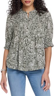 NYDJ Pleated Peasant Blouse