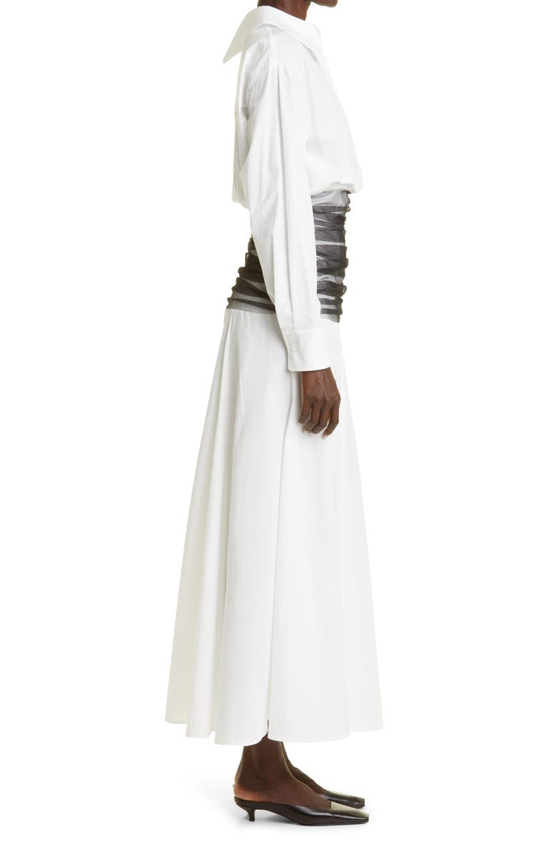 renaissance renaissance Drew Tulle Waist Long Sleeve Cotton Poplin Shirtdress, Alternate, color,