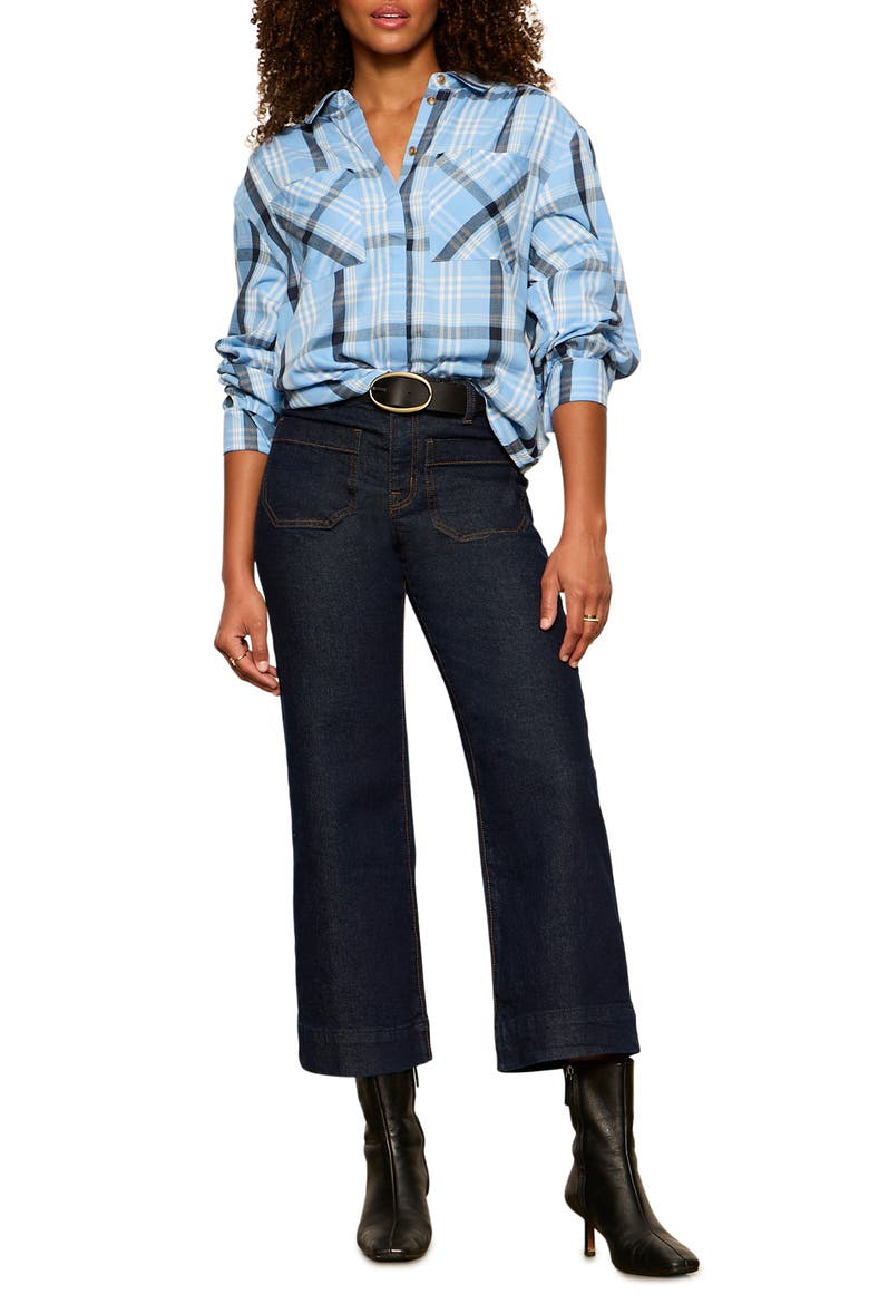 Colette Plaid Button-Up Shirt, Alternate, color, BLUE BIRD