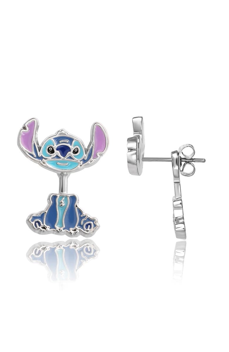 Disney Blue Enamel Stitch Stud Earrings, Alternate, color, Blue